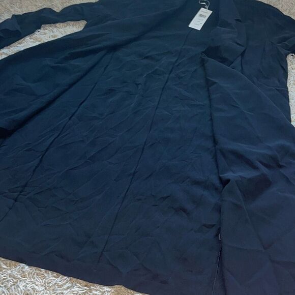 NWT Eileen Fisher Silk Georgette Crepe Trench Coat Women’s Medium Black - Picture 13 of 16